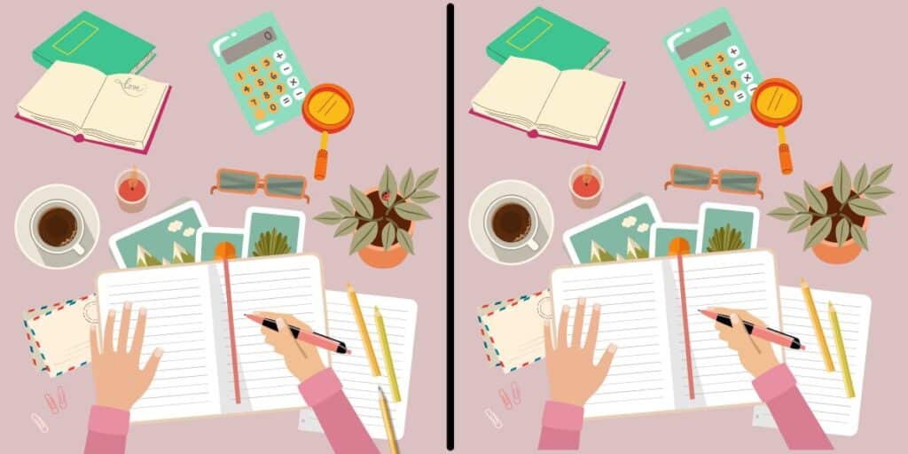 Spot the difference challenge: find the 6 subtle tweaks in these writing table twins – you've got just 9 seconds, go!