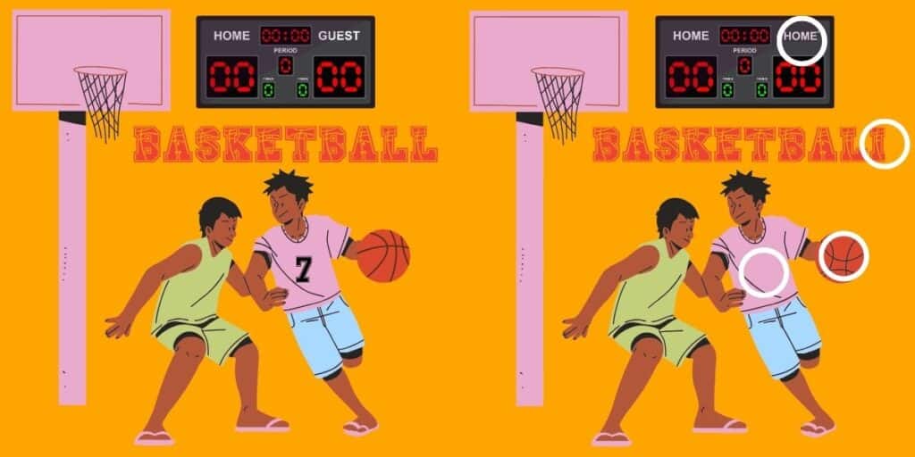 Spot the difference challenge: can you slam dunk 4 sneaky changes in this basketball game puzzle in under 10 seconds?