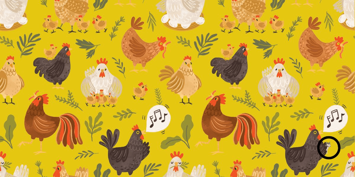 Find the wolf brain teaser challenge: only those with a high IQ can spot the hidden wolf among the chickens in under 6 seconds!