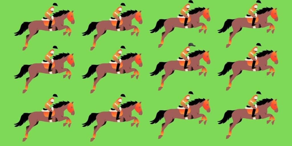 Only 4% can conquer this find the odd one out challenge: spot the unique horse rider in under 5 seconds – can you?