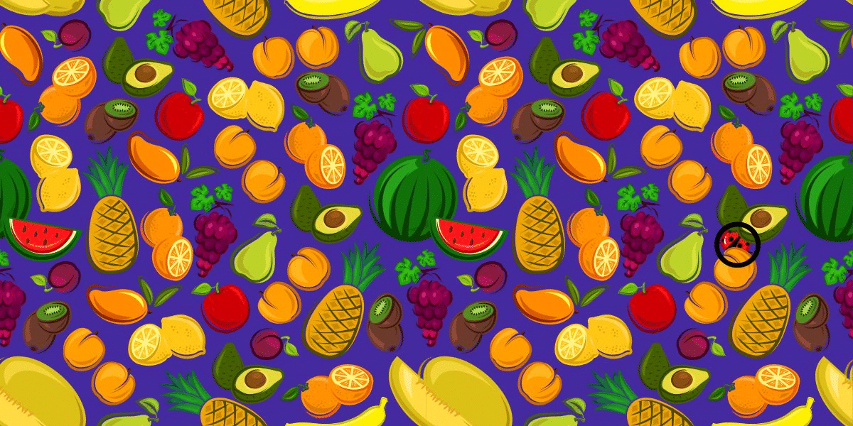 Find the ladybird brain teaser challenge: test your eyesight and prove your high IQ by spotting the hidden ladybird in a vibrant sea of fruit in under 5 seconds!