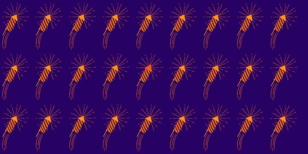 Only 4% can conquer this find the odd one out challenge: spot the unique firework rocket in under 6 seconds!