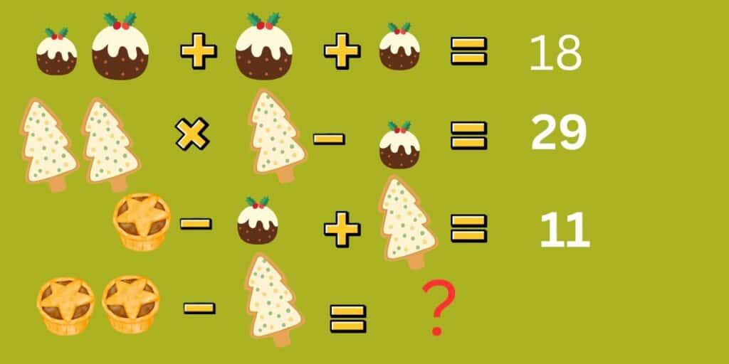 Test your IQ with this festive puzzle: can you unravel the christmas treat equation in just 8 seconds?